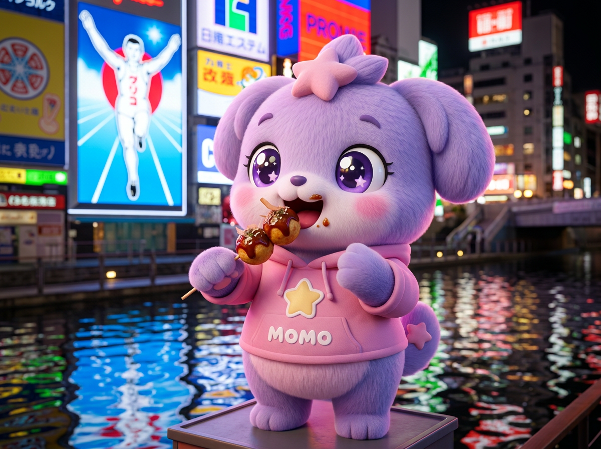 Osaka mascot at landmark