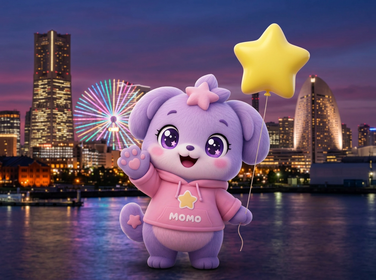 Yokohama mascot at landmark